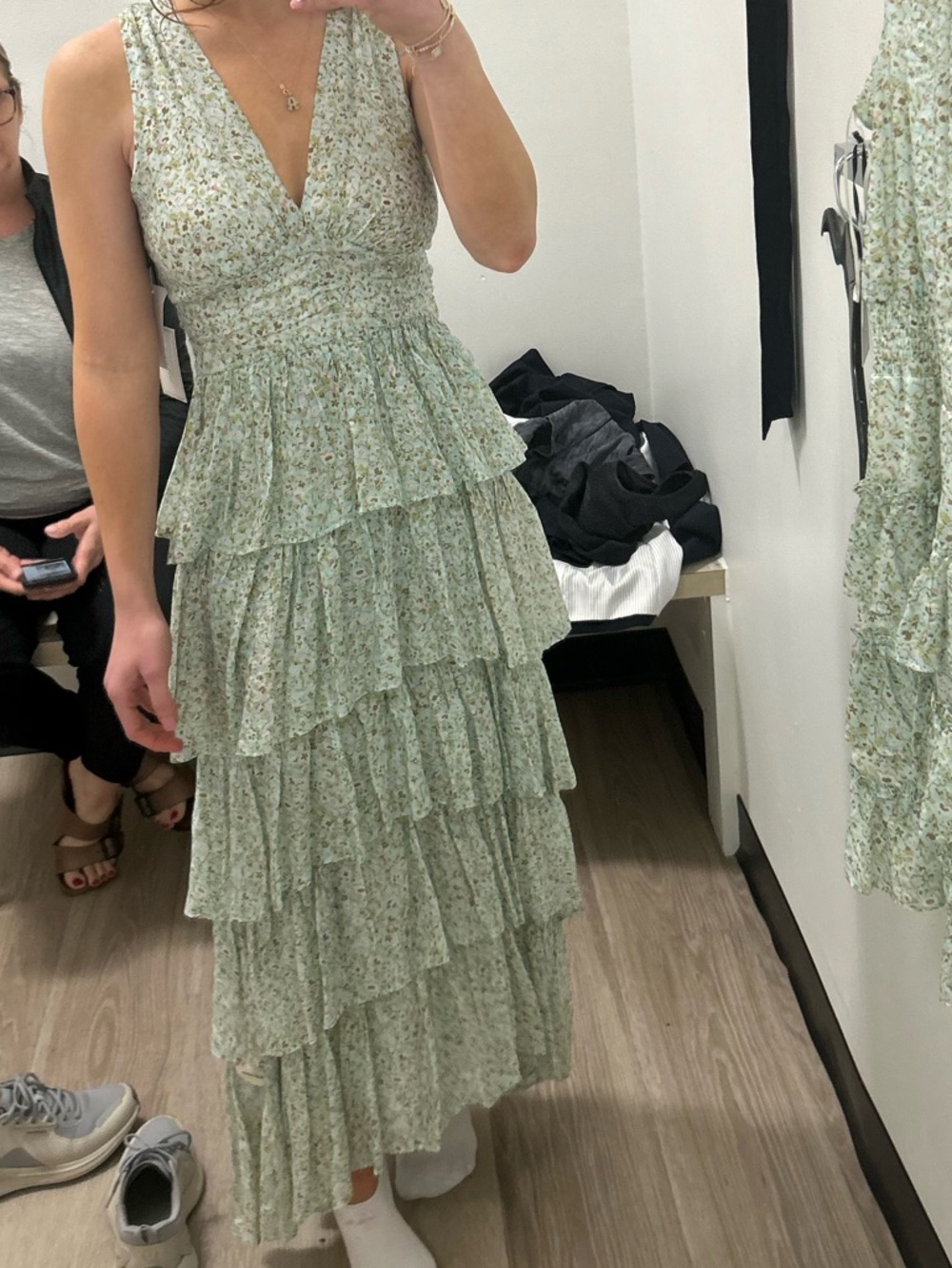 1. State Mint Green Floral Tiered Maxi Dress